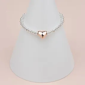 Silver & Rose Gold Small Heart Bracelet