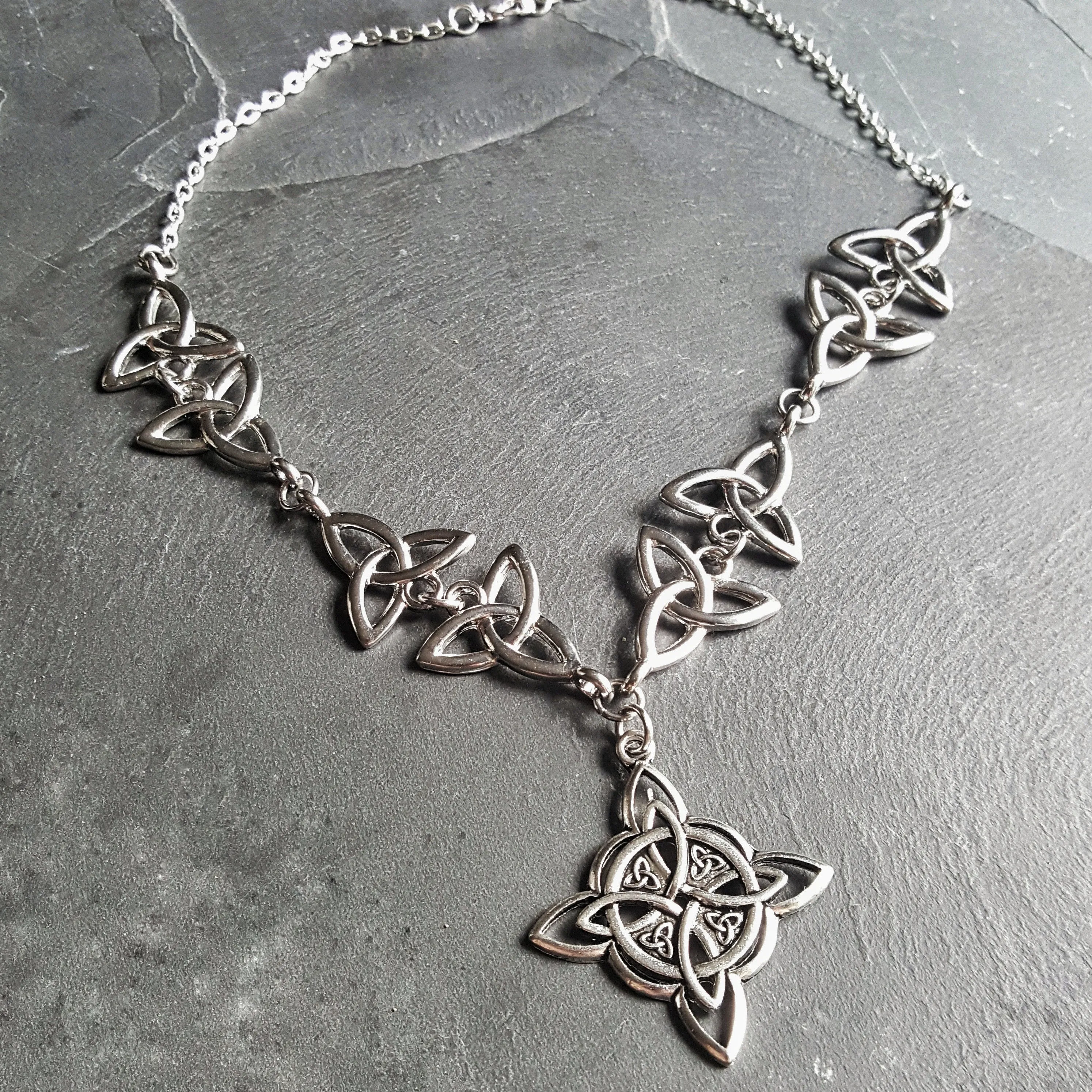 Silver Celtic Knot Necklace Triquetra Wiccan Jewelry