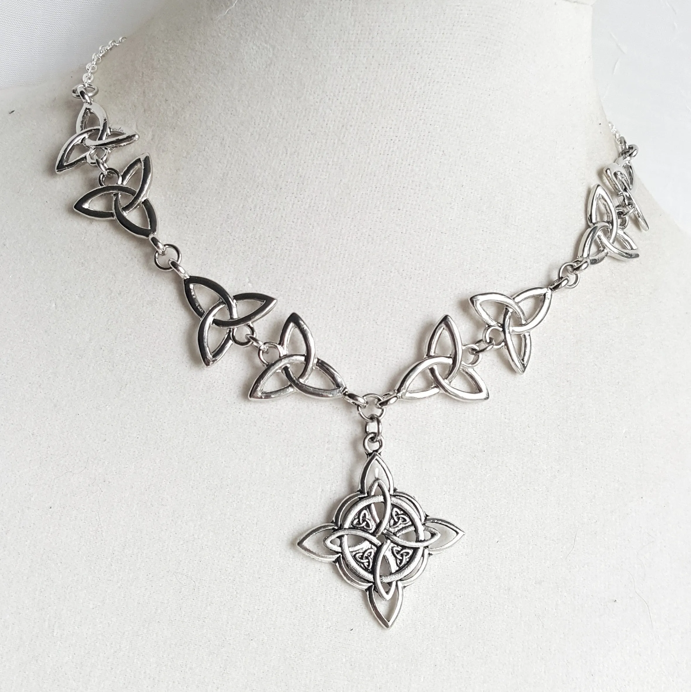 Silver Celtic Knot Necklace Triquetra Wiccan Jewelry