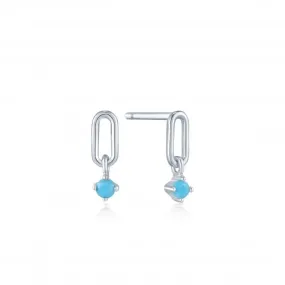 Silver Turquoise Link Stud Earrings E033-02H