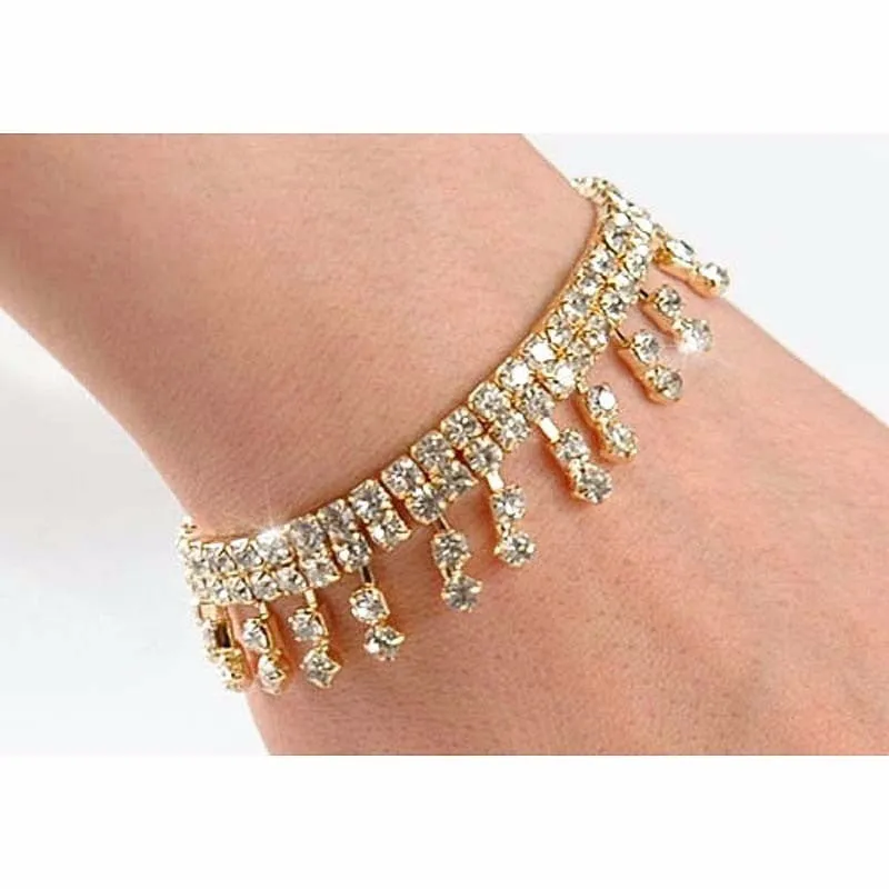 Simple Ethnic Style Tassel Crystal Rhinestone Bracelet