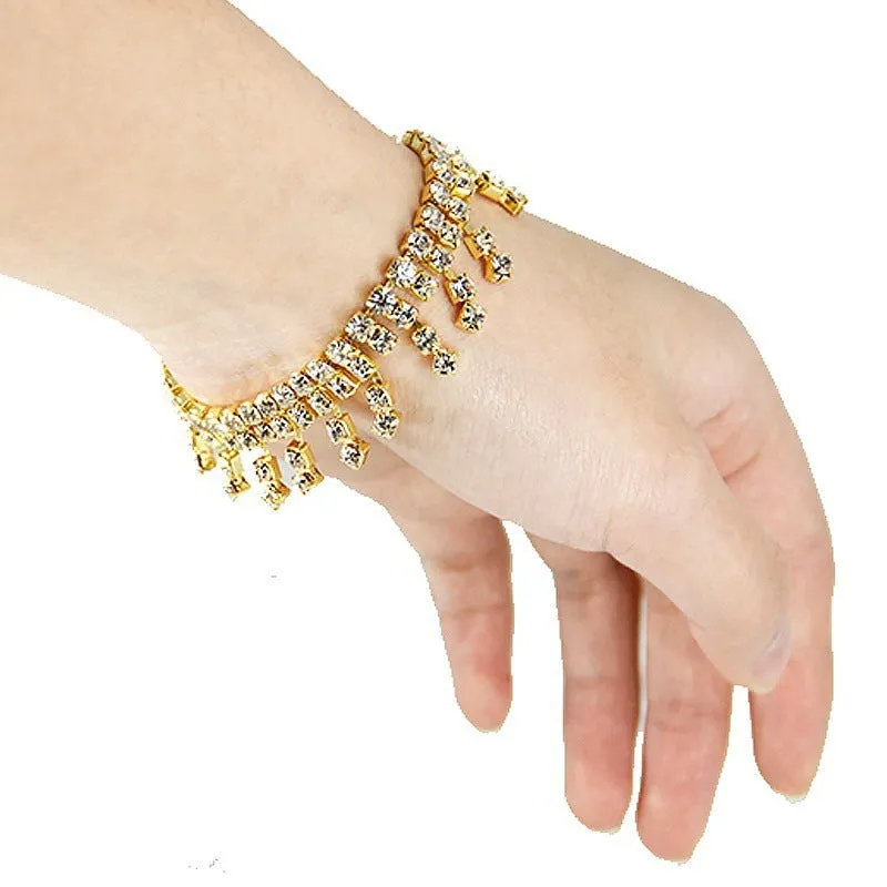 Simple Ethnic Style Tassel Crystal Rhinestone Bracelet