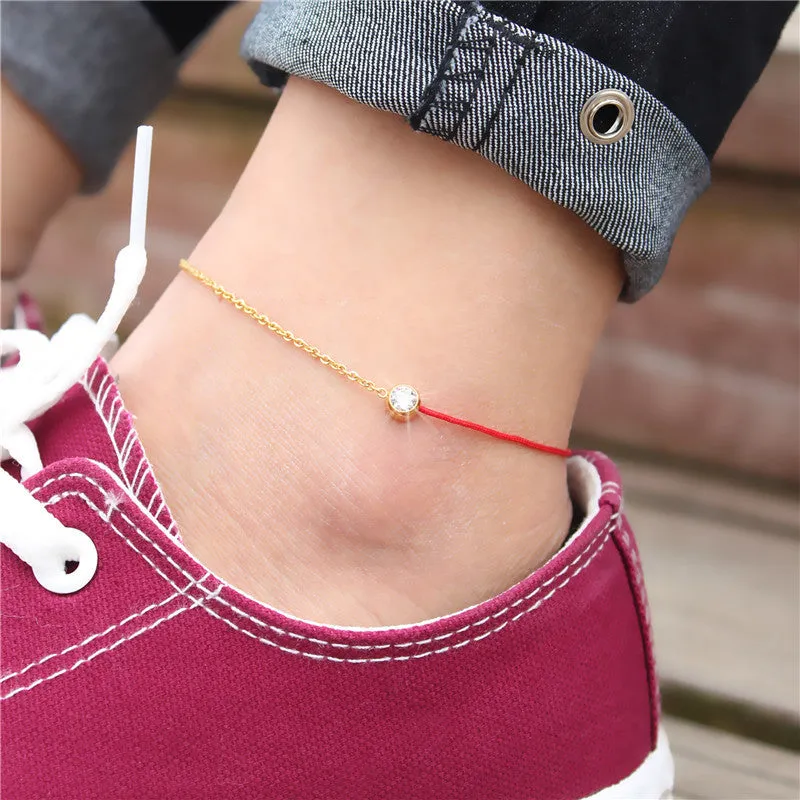 Single diamond red string bracelet