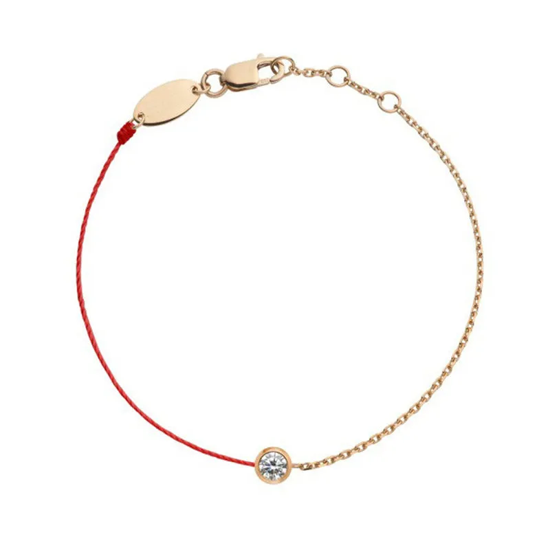 Single diamond red string bracelet