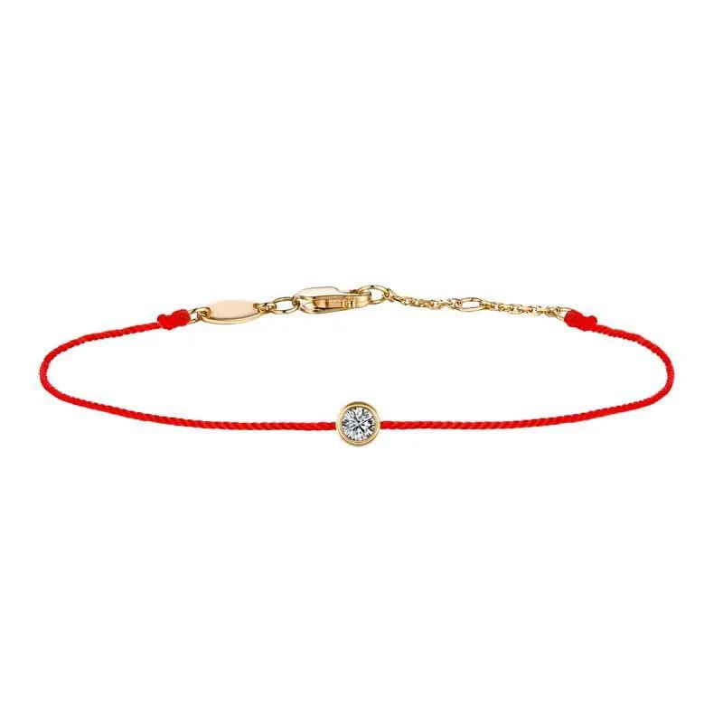 Single diamond red string bracelet