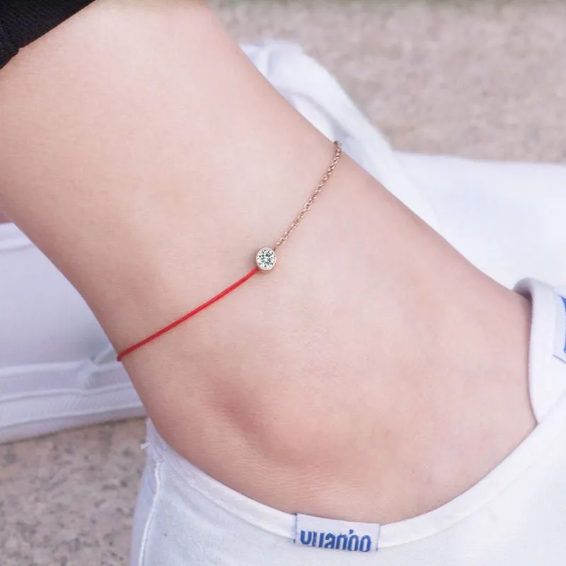 Single diamond red string bracelet