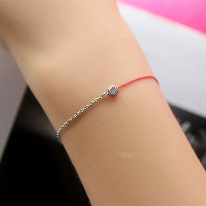 Single diamond red string bracelet