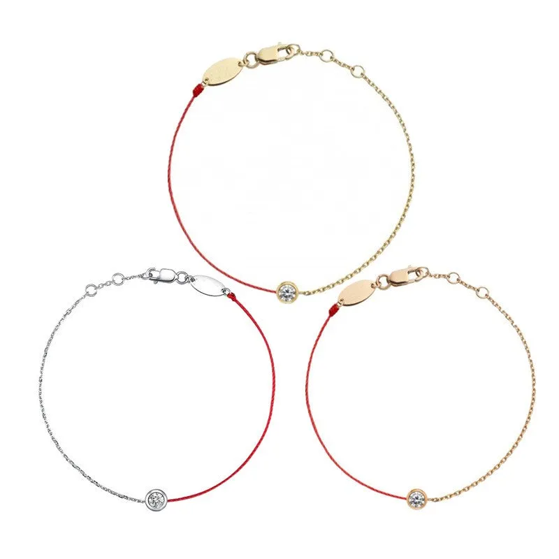 Single diamond red string bracelet