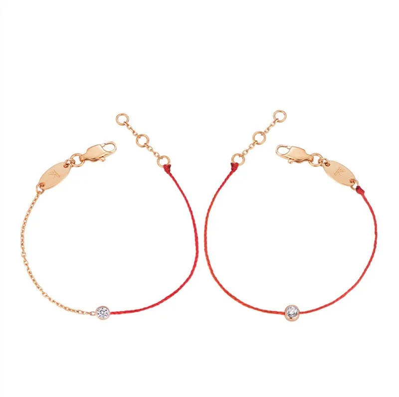 Single diamond red string bracelet