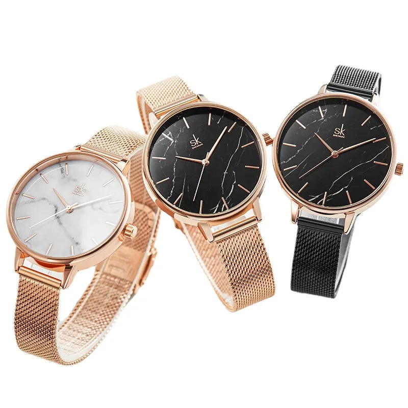 SK Women's Watch Fashionable Simple Business Milan Mesh Strap Watch Women's Waterproof Quartz Women's Watch Watch 0137