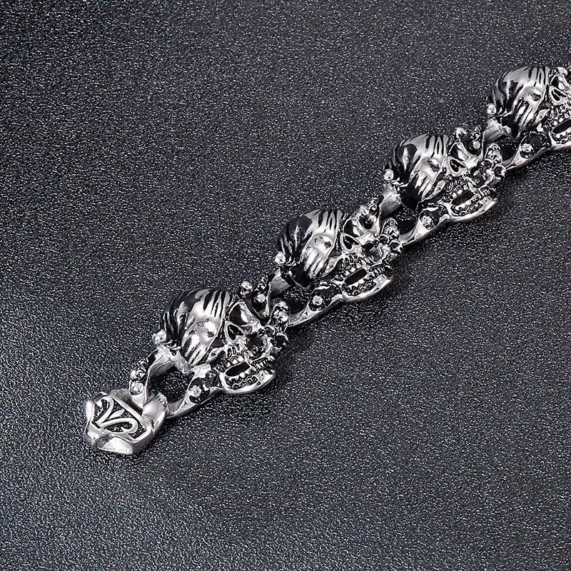 Skull and Animal Head Titanium Steel Bracelet with Unique Personality