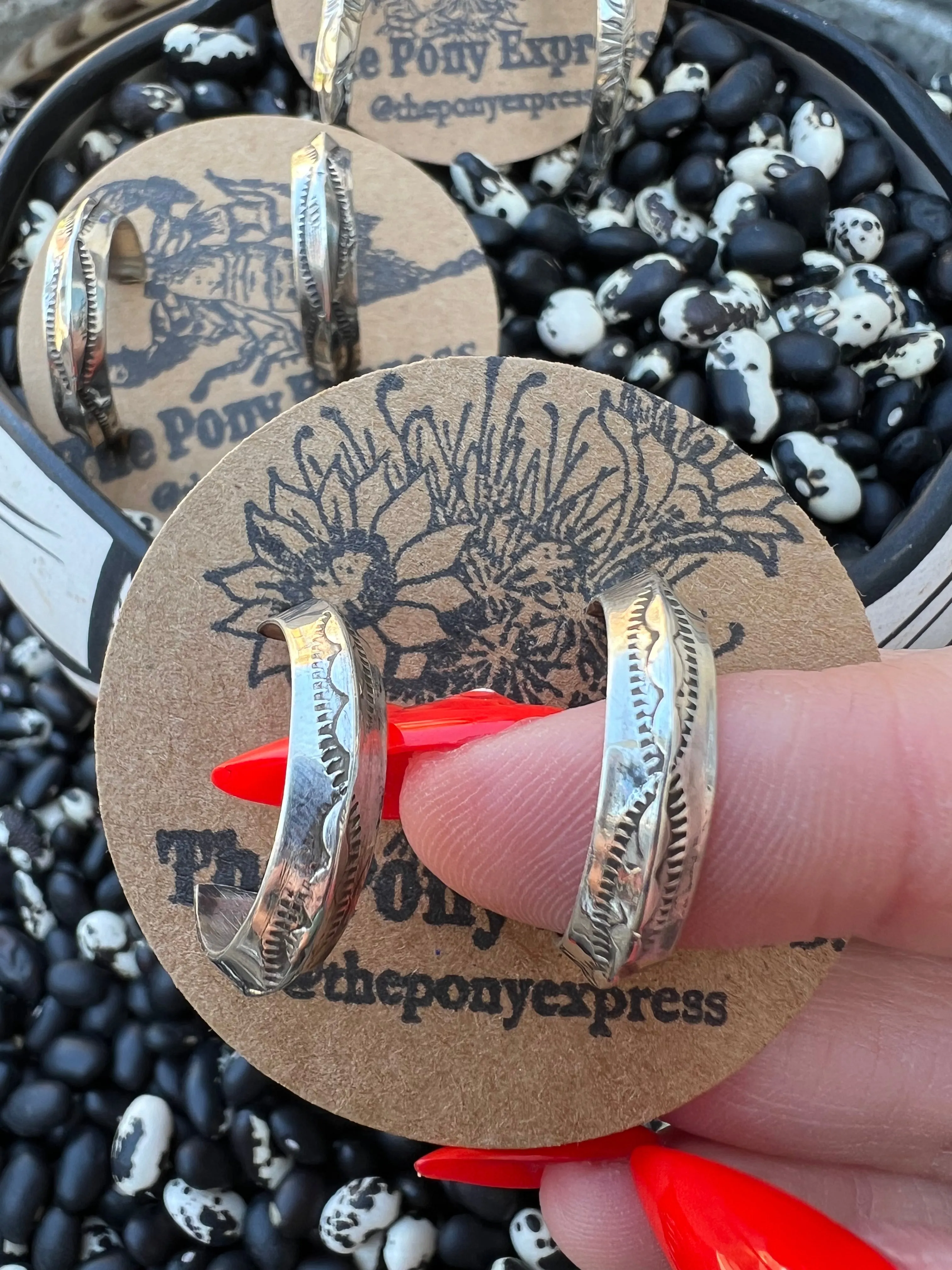 Small Sterling Silver Hand stamped Hoops