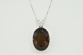 Smoky Topaz Pendant - Large Smoky Topaz Necklace - Natural Smoky Topaz Pendant