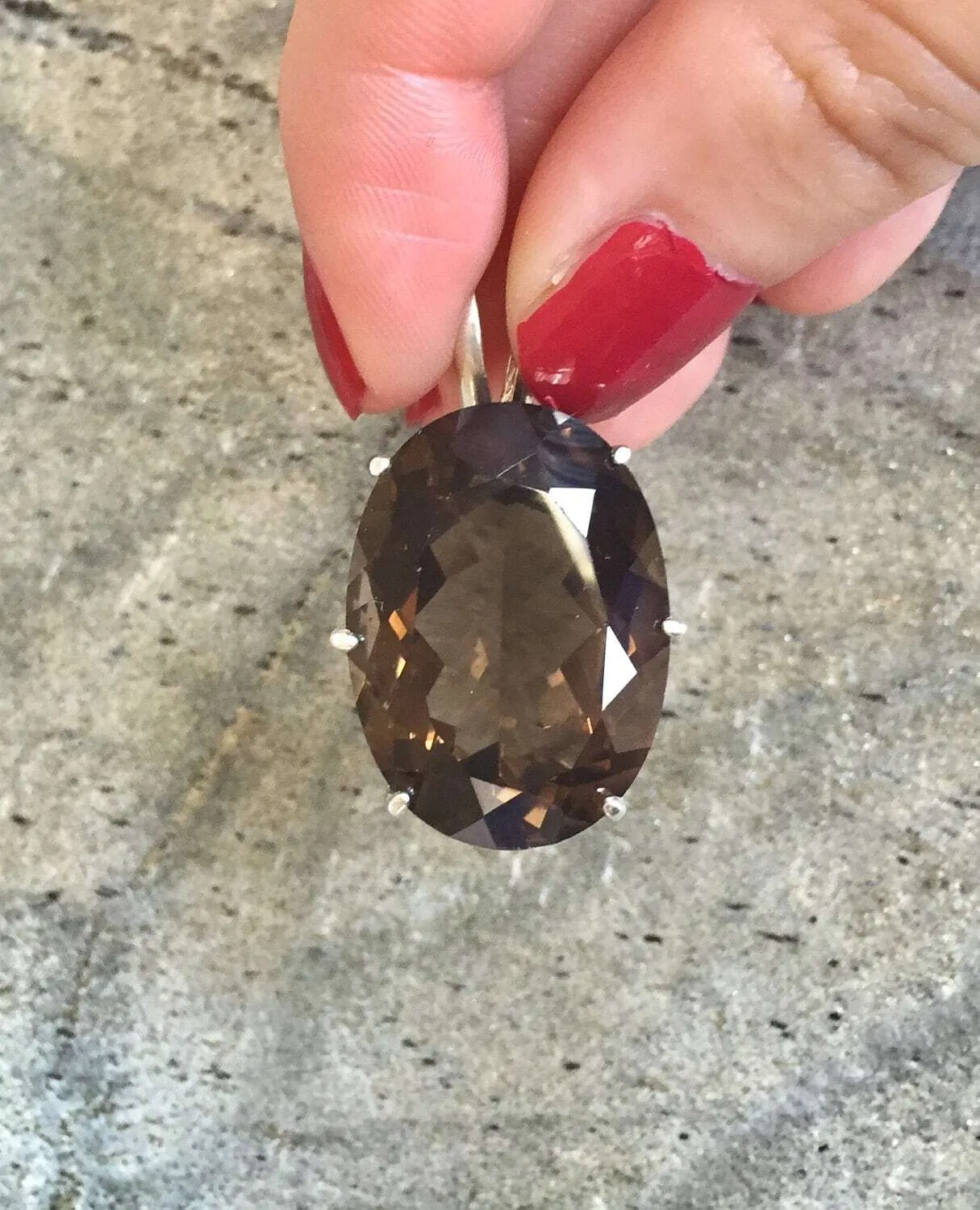 Smoky Topaz Pendant - Large Smoky Topaz Necklace - Natural Smoky Topaz Pendant