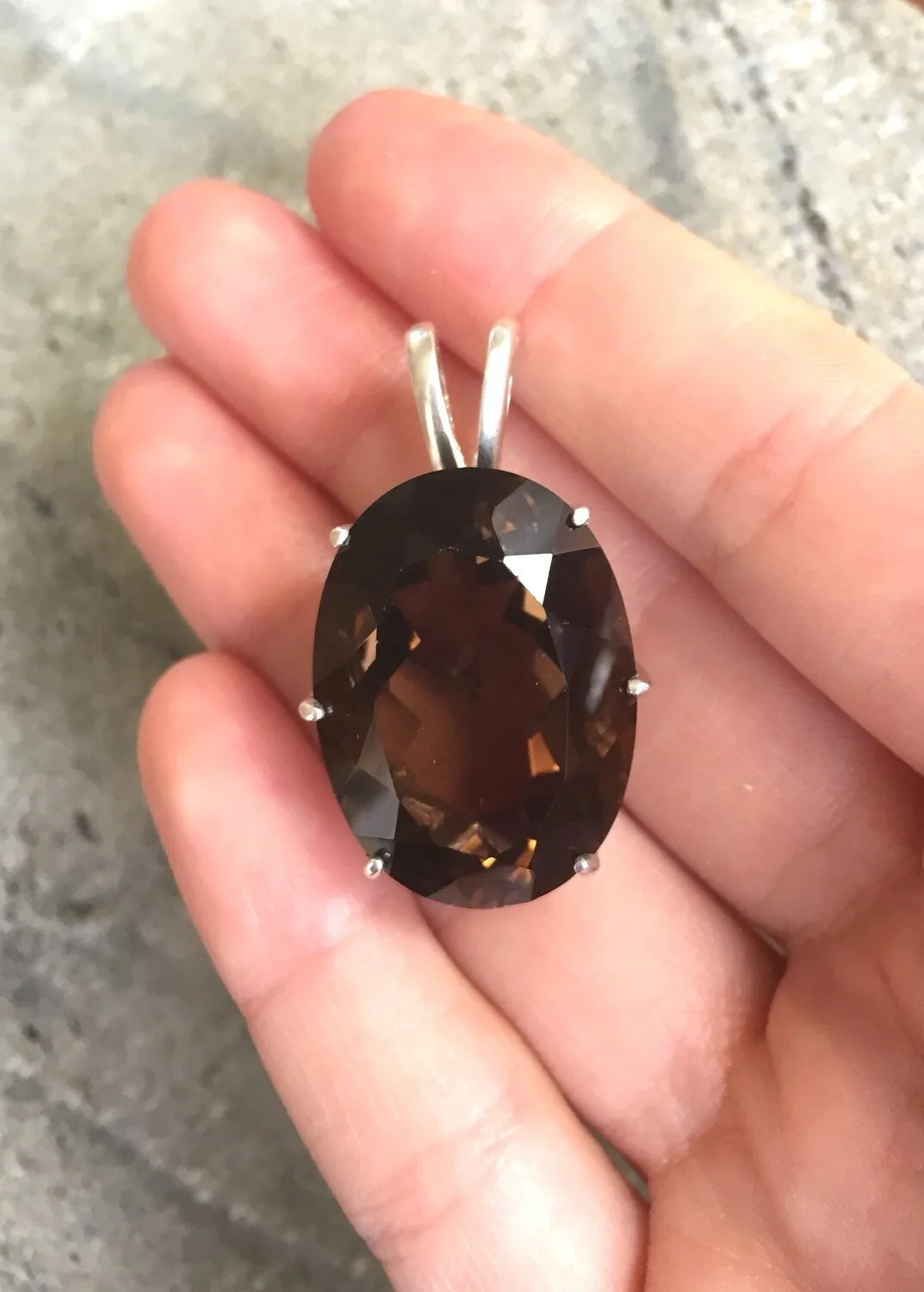 Smoky Topaz Pendant - Large Smoky Topaz Necklace - Natural Smoky Topaz Pendant