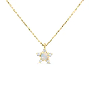 Solid Gold Star Opal Necklace