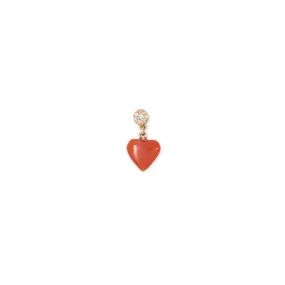 SOPHIA DIAMOND   MINI CORAL HEART DROP STUD EARRING