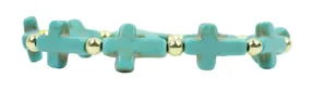 Stacker Stretch Bracelet - Turquoise Cross