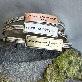 Sterling Handwritten Messages Thin Cuff