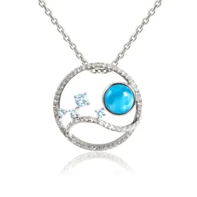 Sterling Silver Alamea Hawaii Larimar Blue Topaz Pendant