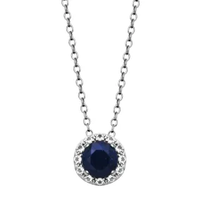 Sterling Silver Blue Corundum White Topaz Pendant Necklace