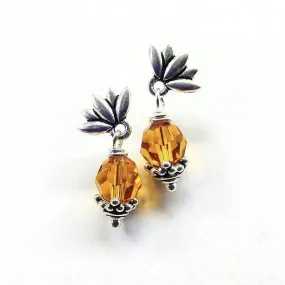 Sterling Silver Crystal Pineapple Studded Earrings