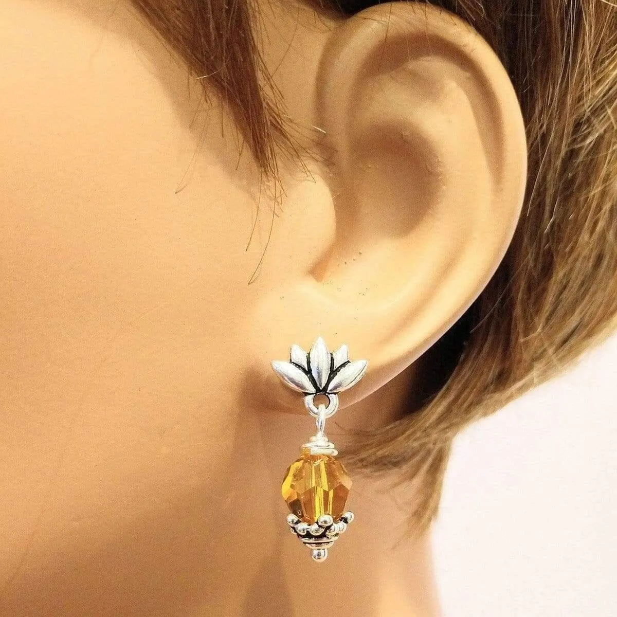 Sterling Silver Crystal Pineapple Studded Earrings