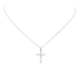 Sterling Silver CZ Cross Pendant Necklace