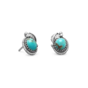 Sterling Silver Floral Turquoise Stud Earrings