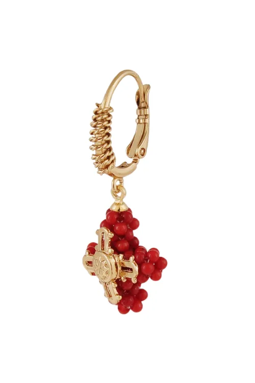 Tao Croix Perle Earrings in Gold / Coral Beads