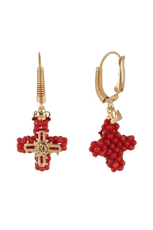 Tao Croix Perle Earrings in Gold / Coral Beads