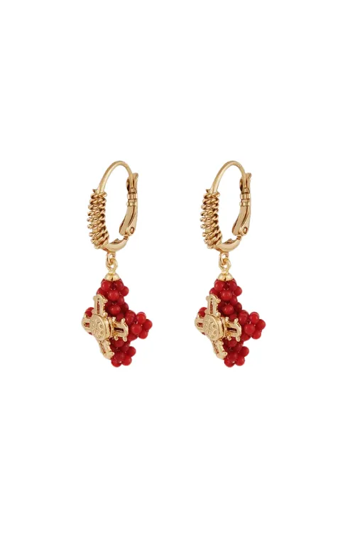 Tao Croix Perle Earrings in Gold / Coral Beads