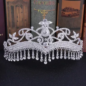 Tassel Fringe Bridal Tiara Crystal Crown Wedding Hair Accessory