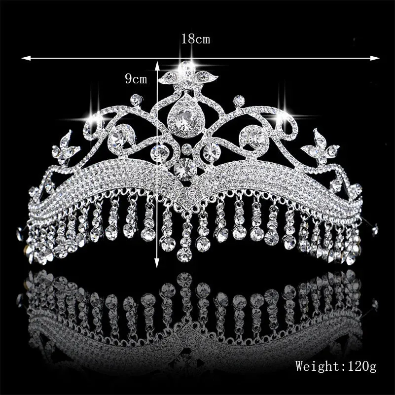 Tassel Fringe Bridal Tiara Crystal Crown Wedding Hair Accessory