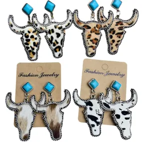 TEEK - Bull Shape Turquoise Dangle Earrings