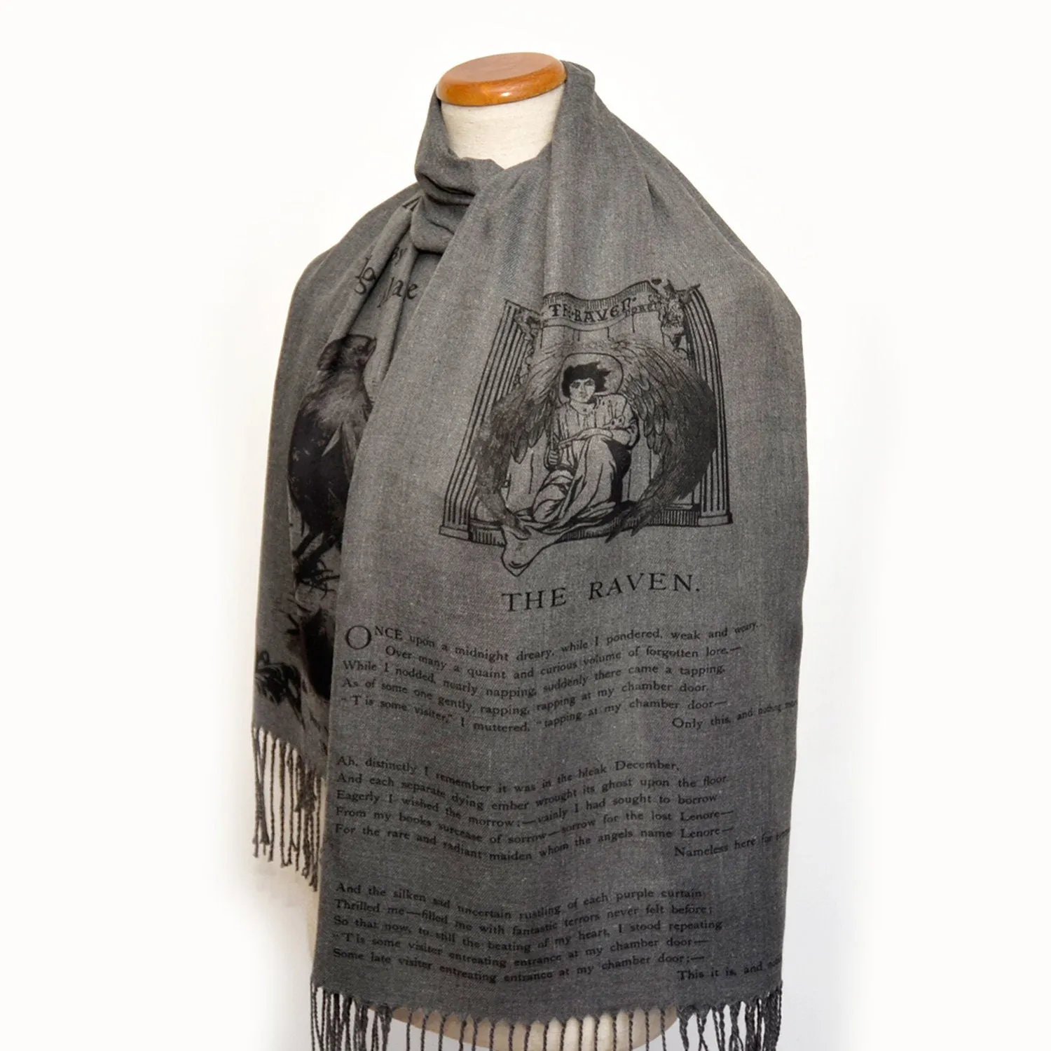 The Raven by Edgar Allan Poe  Shawl Scarf Wrap (Heather Gray)