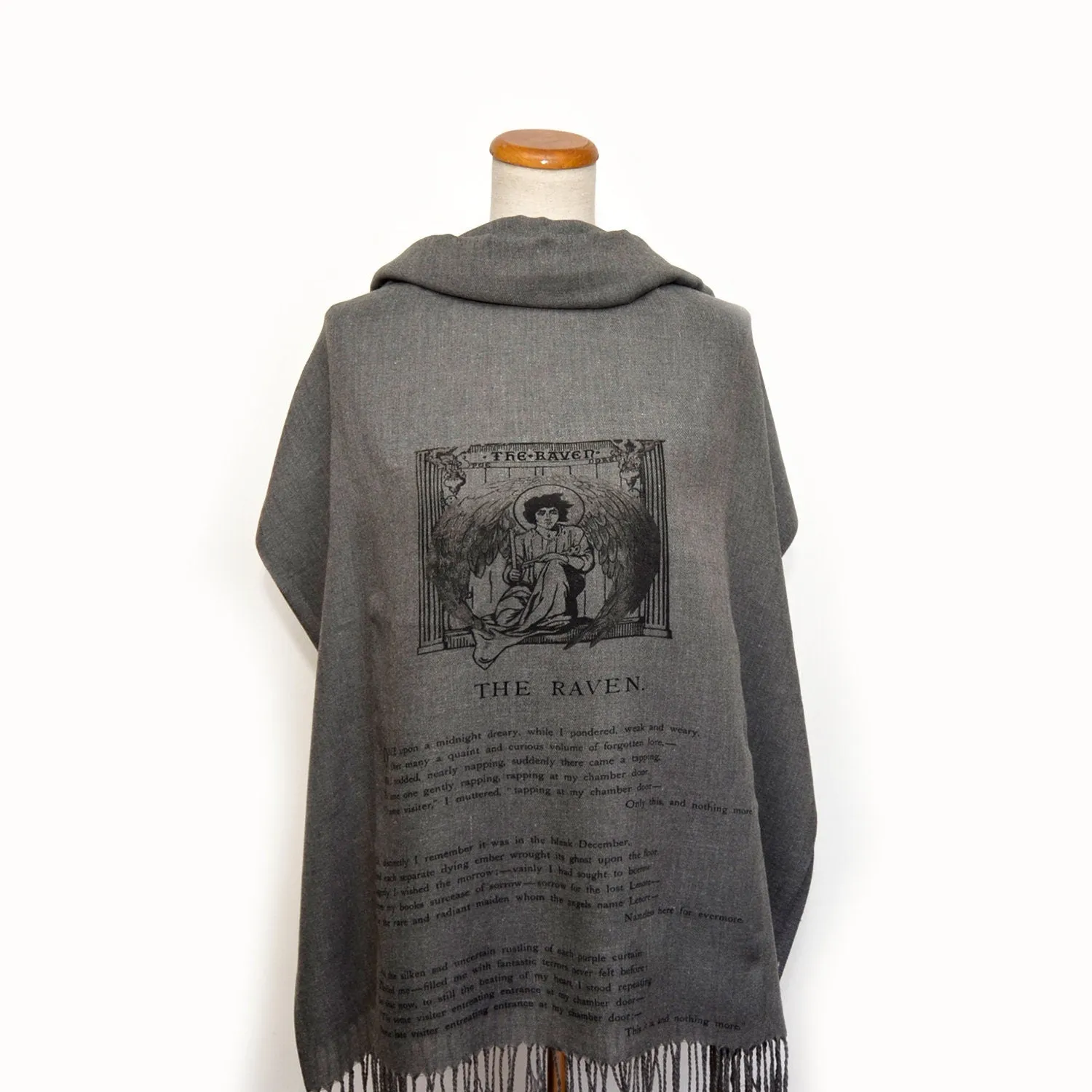 The Raven by Edgar Allan Poe  Shawl Scarf Wrap (Heather Gray)