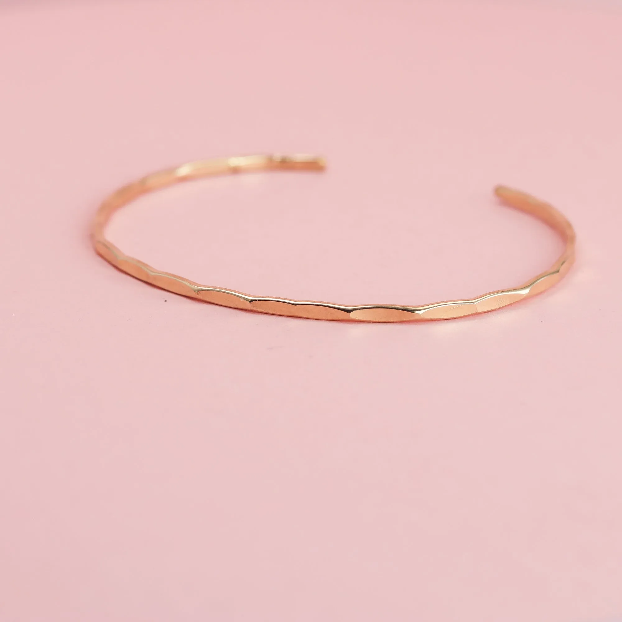 Thin Hammered 10K Gold Cuff Bracelet