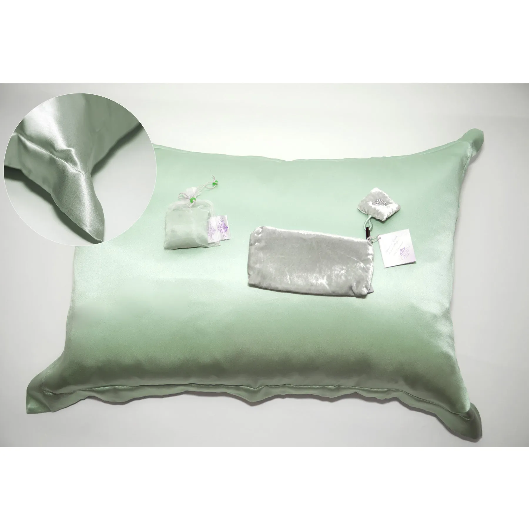 tiara silks® aromatherapy silk pillowcase with zipper velvet travel bag