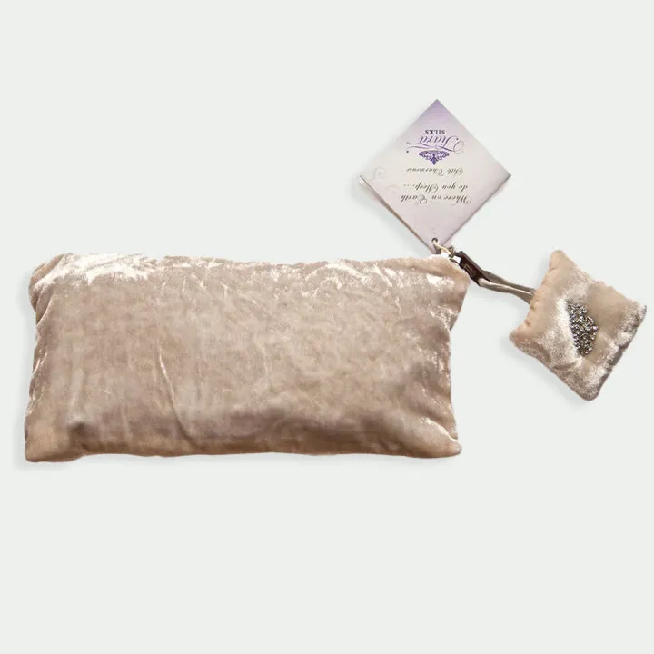 tiara silks® aromatherapy silk pillowcase with zipper velvet travel bag