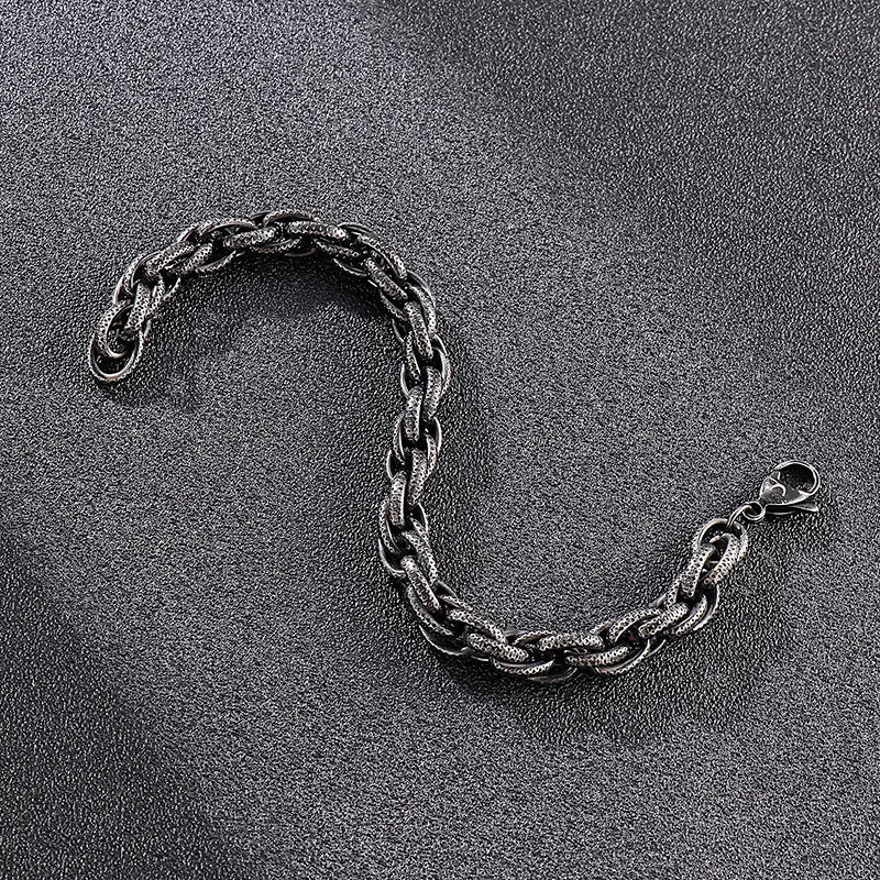 Titanium Steel Hip-Hop Twist Chain Bracelet with Retro Dot Pattern for Men