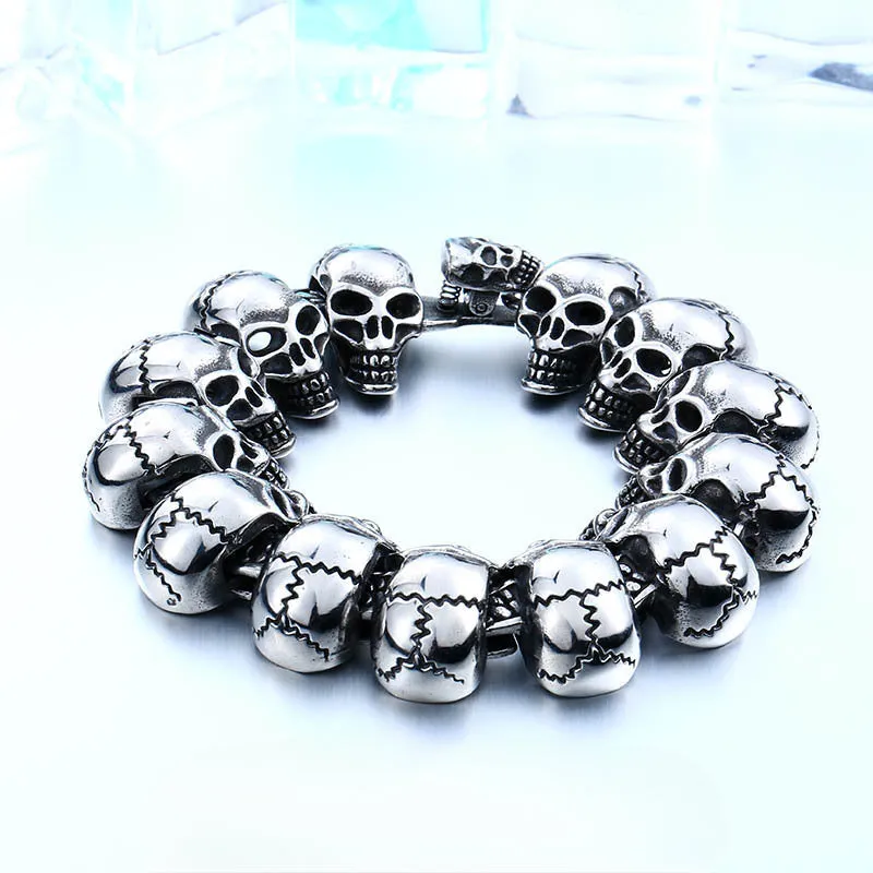 Titanium Steel Skull Bracelet for Men - European & American Punk Style Jewelry