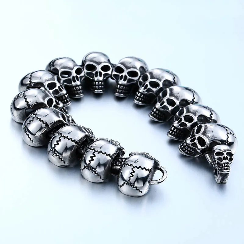 Titanium Steel Skull Bracelet for Men - European & American Punk Style Jewelry