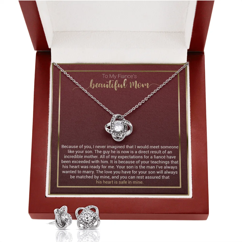 To My Fiance's Beautiful Mom Love Knot Earring & Necklace Set