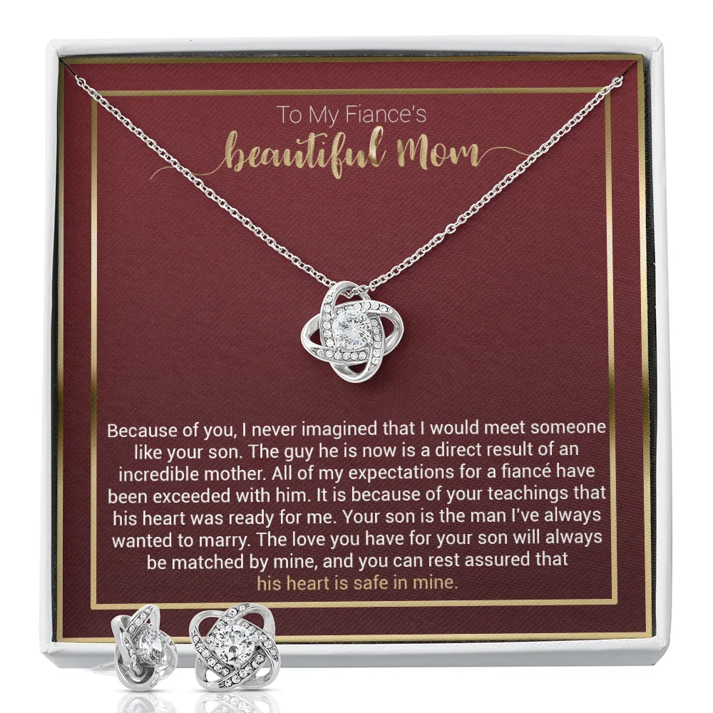 To My Fiance's Beautiful Mom Love Knot Earring & Necklace Set