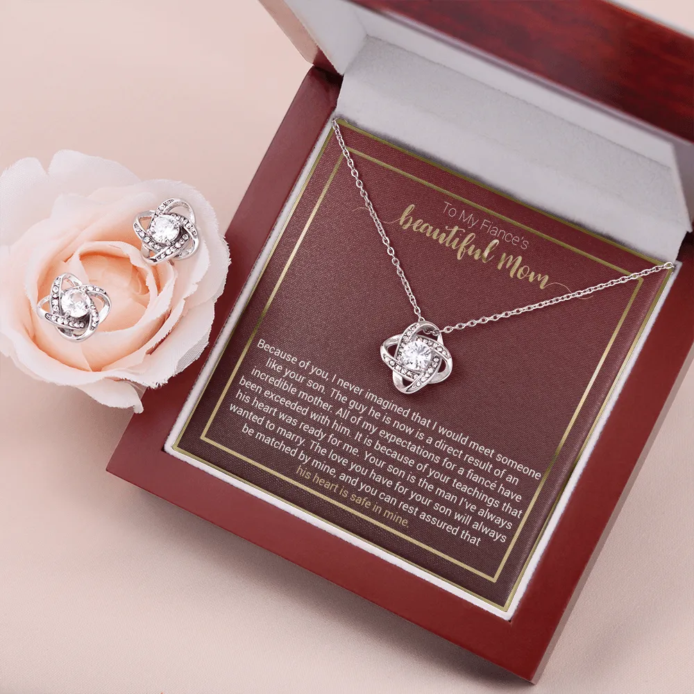 To My Fiance's Beautiful Mom Love Knot Earring & Necklace Set