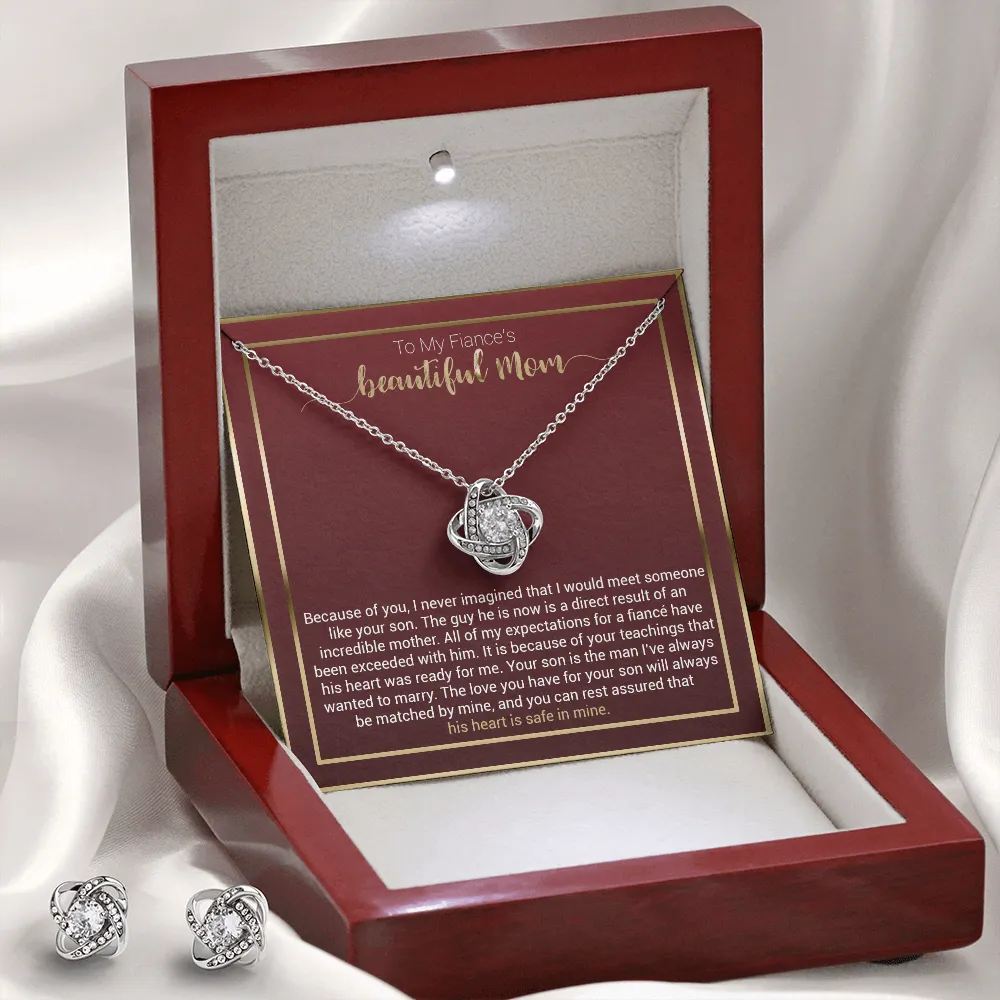 To My Fiance's Beautiful Mom Love Knot Earring & Necklace Set