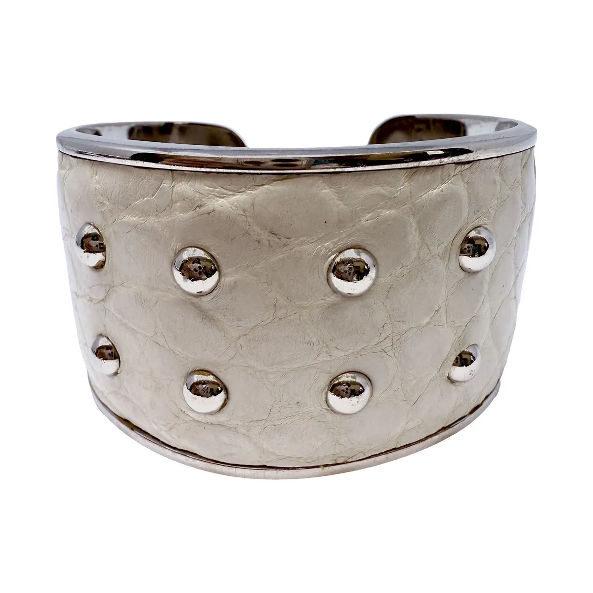 Tods Leather Studded Cuff  Bracelet