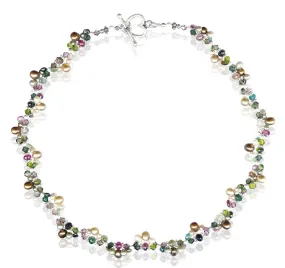 Tourmaline Gemstone Pearl Twist Necklace