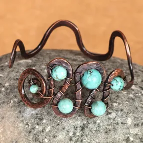 Traditional Reconstituted Turquoise and Copper Cuff Bracelet - Sevan's Rhythm | NOVICA